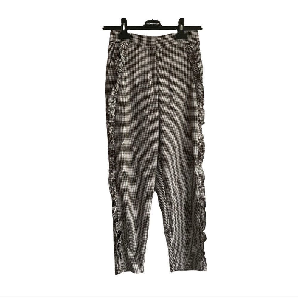 TOPSHOP houndstooth print ankle pants black white 2